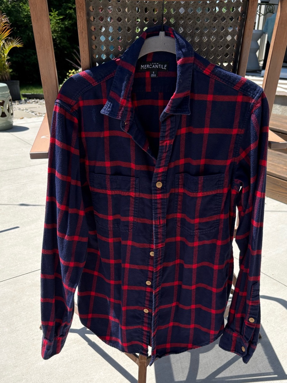 J Crew Mercantile Navy & Red Plaid Button-Up Shirt-100% cotton - Picture 2 of 6